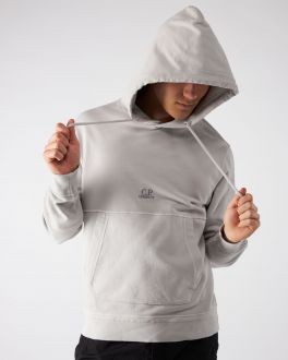 Grey Hooded Cotton Fleece Sweatshirt