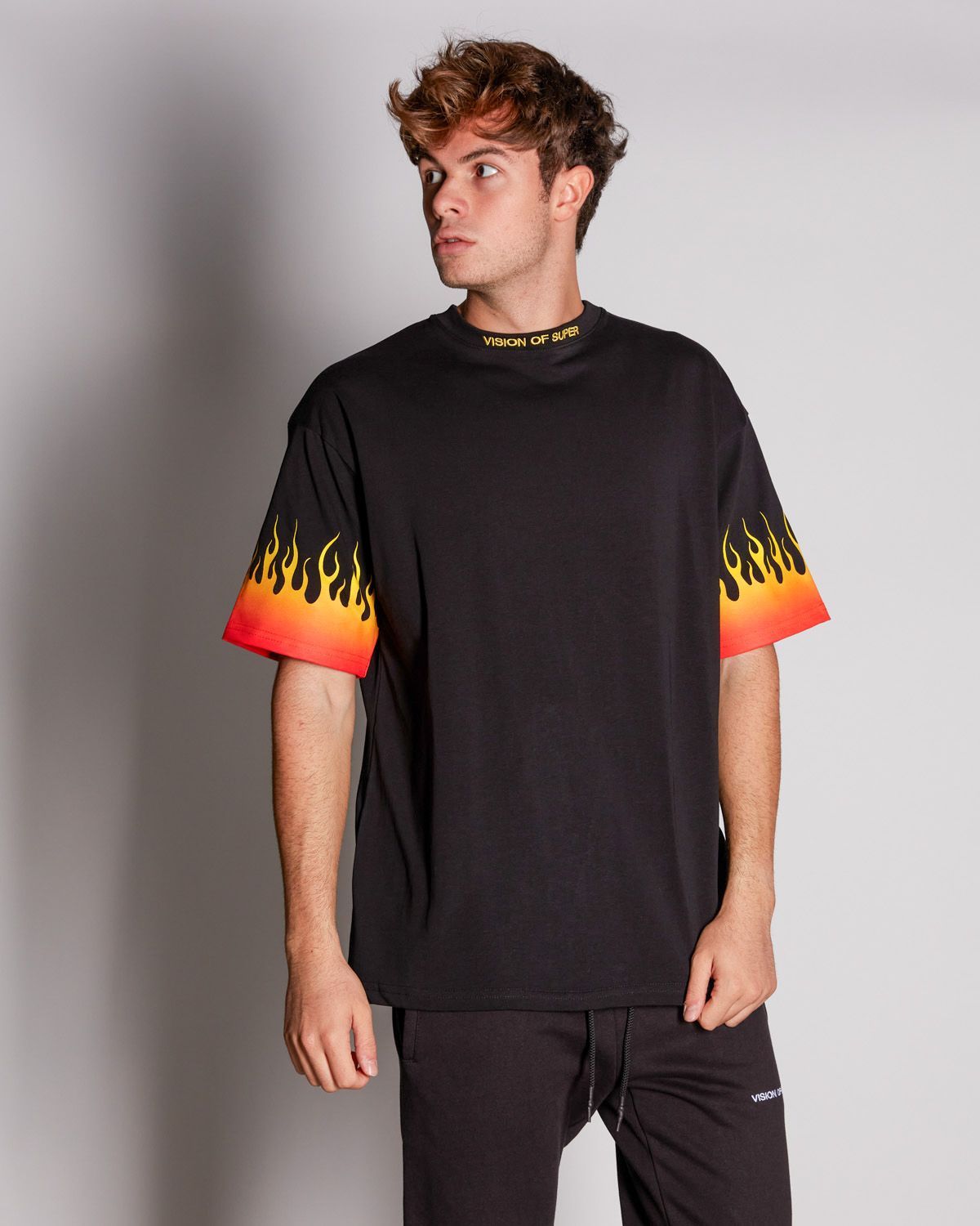 T-Shirt With Shaded Red Flames