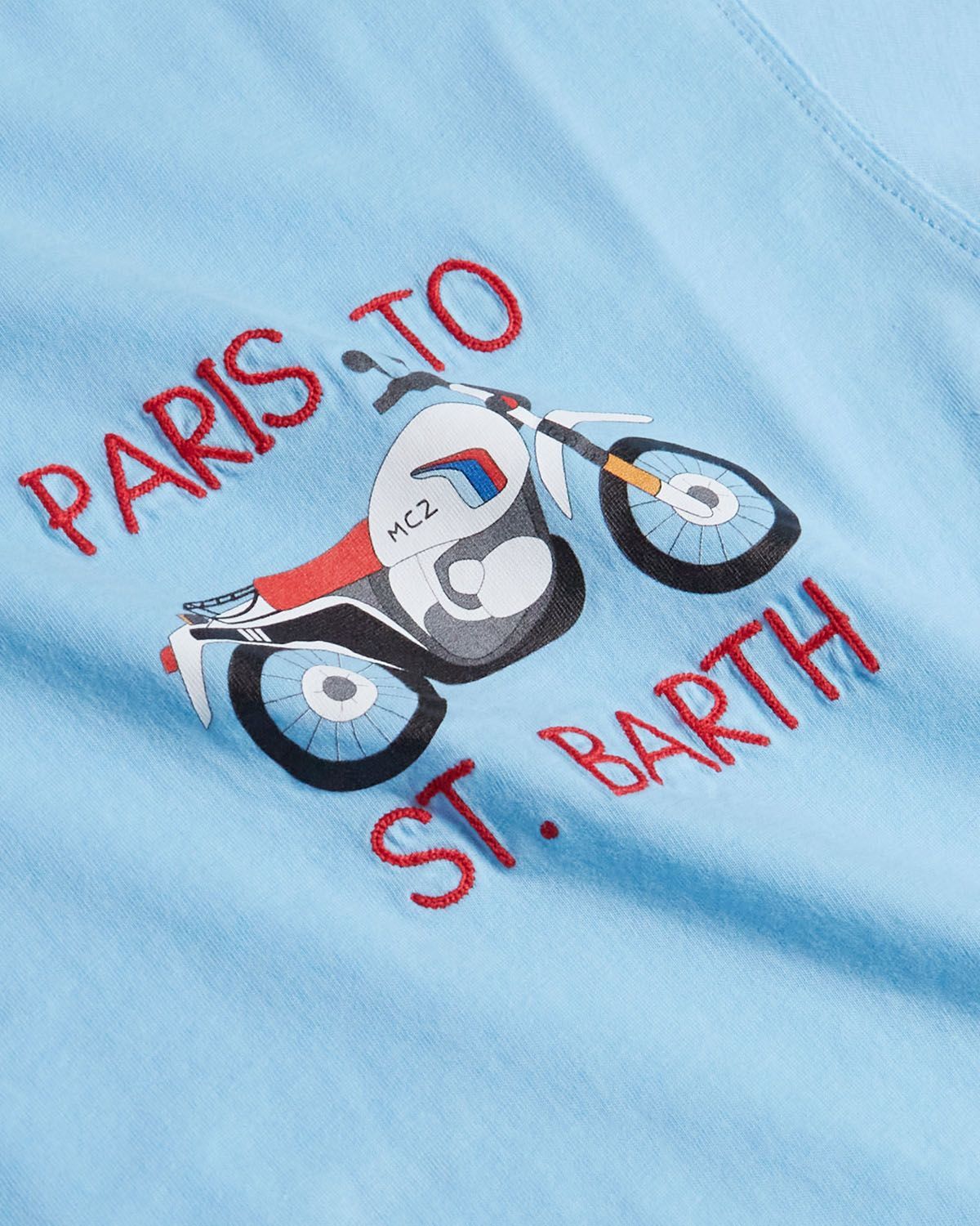 Paris to Saint Barth Baby Blue T-Shirt