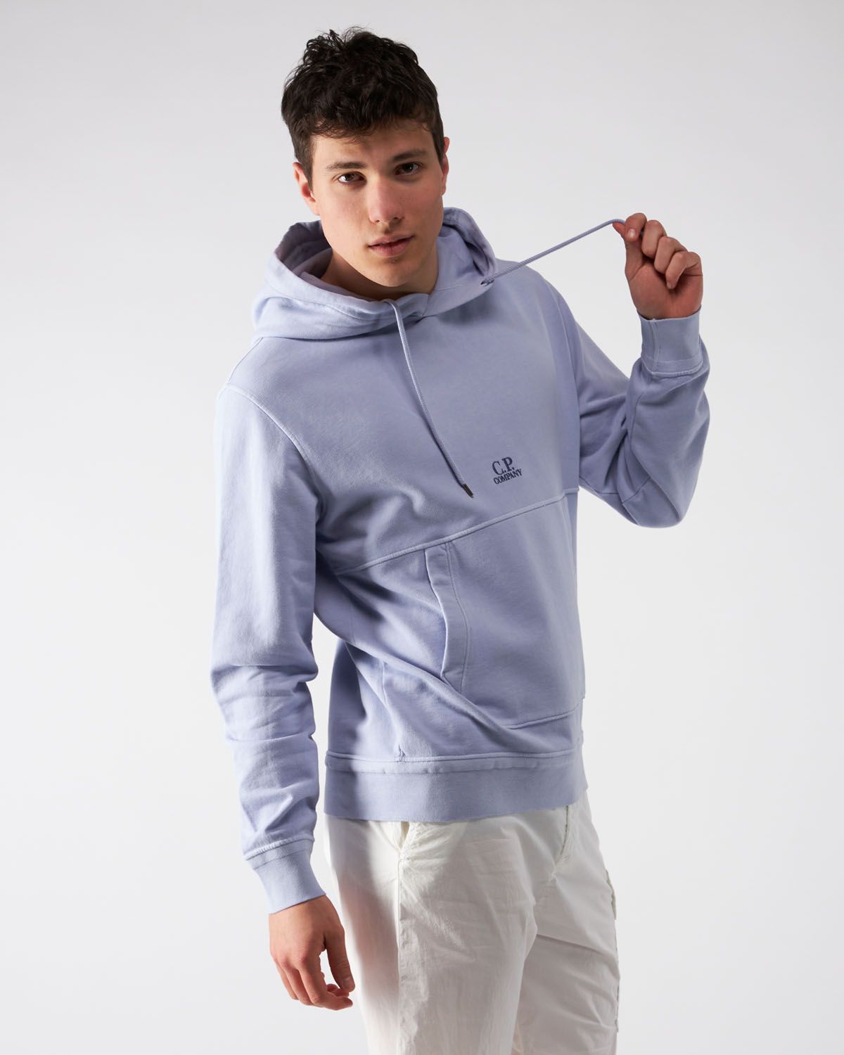 Baby Blue Hooded Cotton Fleece Sweatshirt
