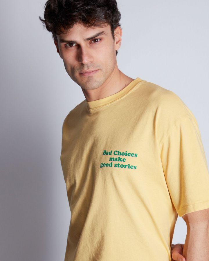 T-Shirt Stampa Bad Choices Giallo