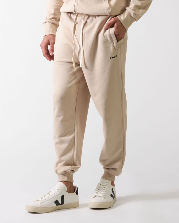 Pantaloni in Felpa con Tasche Zip Beige