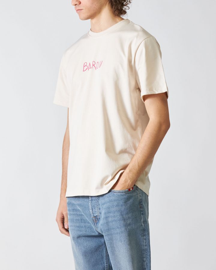 T-Shirt Jersey Panna con Stampa