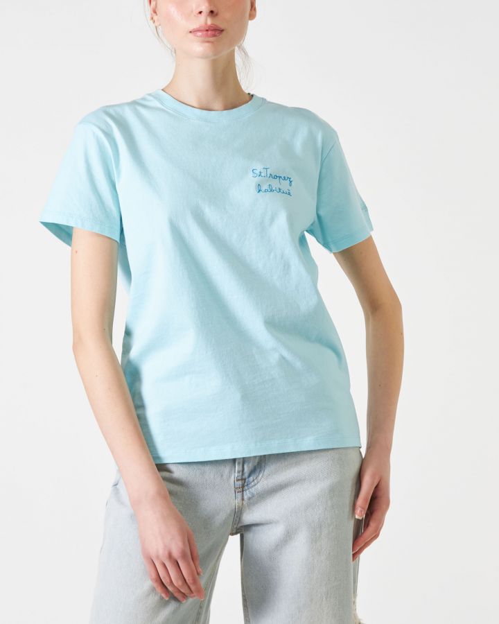 T-shirt MC2 Saint Barth di colore celeste
