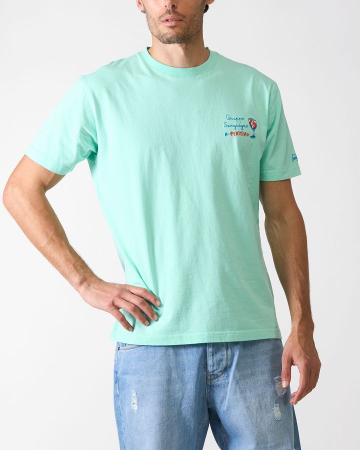 T-Shirt Aperitivo di colore verde acqua