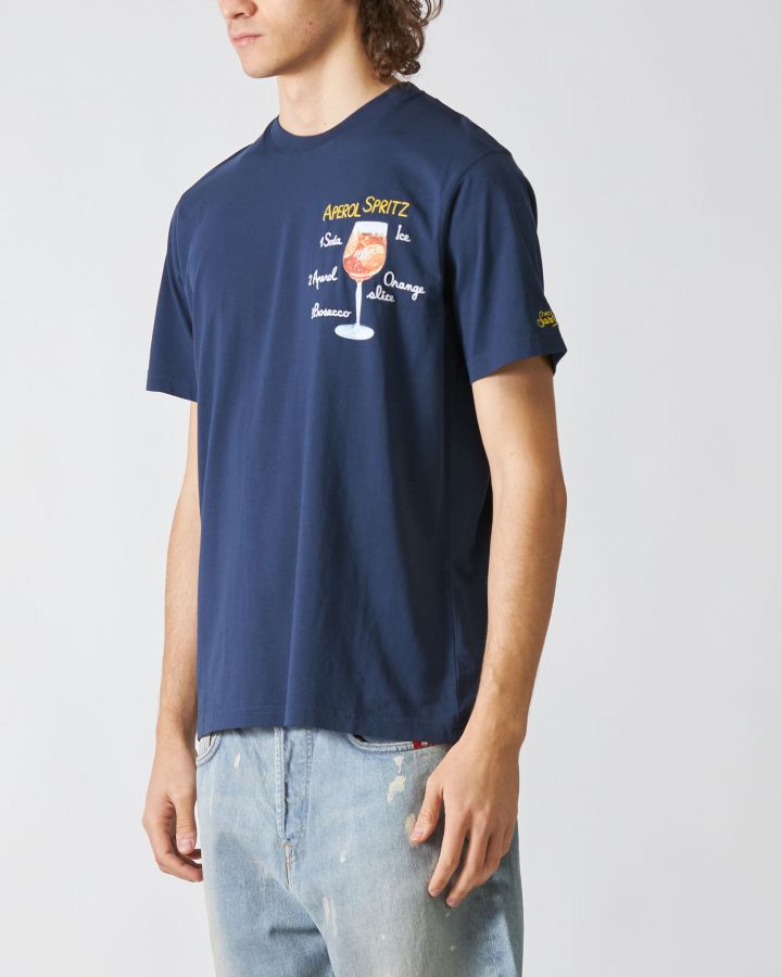 T-Shirt Aperol Spritz di colore blu con stampa