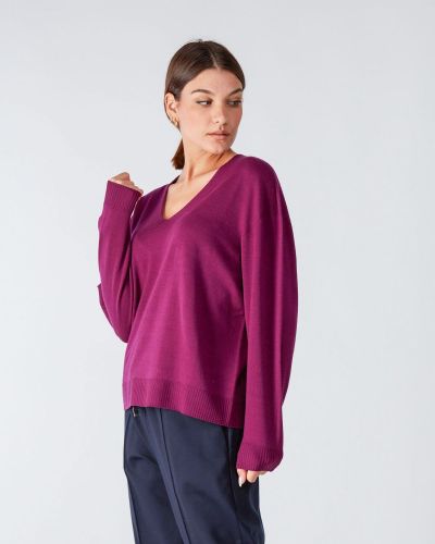 Maglia Scollo V Lana Viola