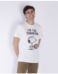 T-Shirt Snoopy Tennis Game 01n Bianco